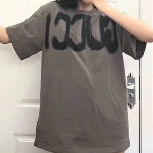 Replica Designer Gucci Men Women Letter Printing Loose Couple Short-Sleeved T-Shirts