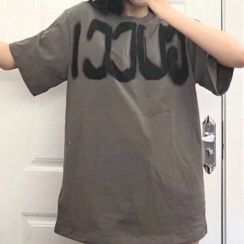 Replica Designer Gucci Men Women Letter Printing Loose Couple Short-Sleeved T-Shirts