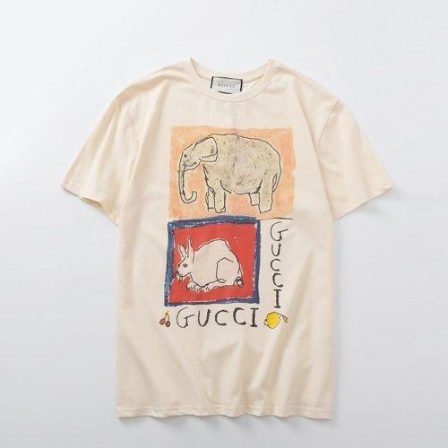 Replica Designer Gucci Men Women Rabbit Elephant Short-Sleeved T-Shirt