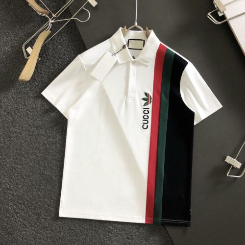 Replica Designer Gucci Men'S Fashion Stripe Stitching Multicolor Letter Embroidery Lapel Short-Sleeved Polo Shirt
