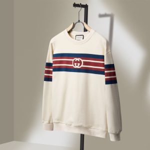 Replica Designer Gucci Monogram Stripe Simple Crewneck Sweatshirt