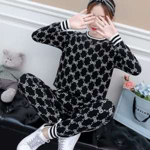 Replica Designer Gucci Plaid Casual Knitted Tops And Pants 2pcs Set