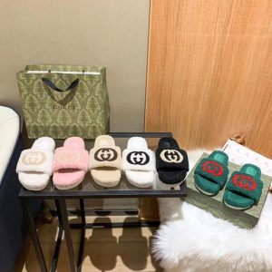 Replica Designer Gucci Platform Plush Slippers