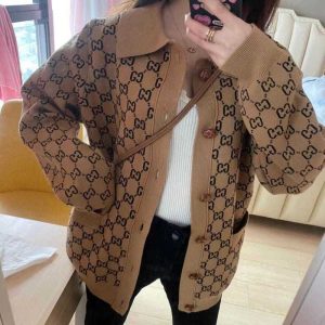Replica Designer Gucci Polo Collar Cardigan Jacket