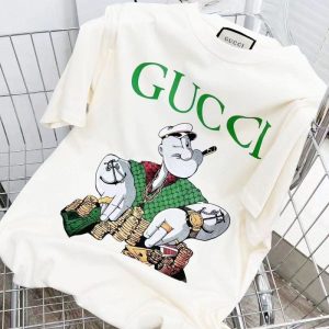 Replica Designer Gucci Popeye Printed Cotton Short-Sleeved T-Shirt