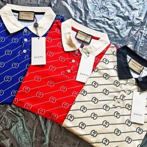 Replica Designer Gucci Print Letter Lapel Button Trend Casual Fashion Flower Short-Sleeved Polo Shirt