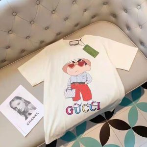 Replica Designer Gucci Printed Cotton Short-Sleeved T-Shirt