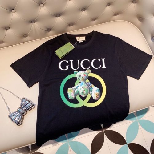 Replica Designer Gucci Printed Round Neck Short-Sleeve T-Shirt