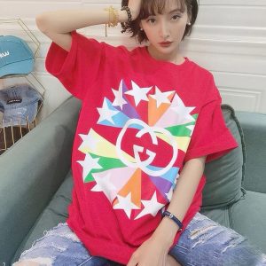 Replica Designer Gucci Printed Short-Sleeve T-Shirt