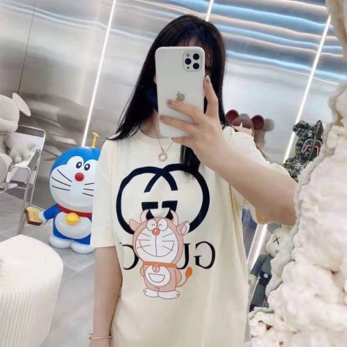 Replica Designer Gucci Printing Casual Loose Round Neck Short Sleeves T-Shirt