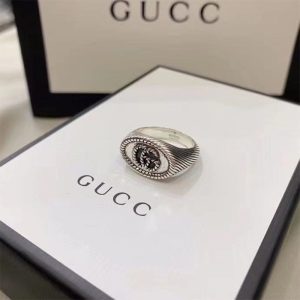 Replica Designer Gucci Retro Silver Letter Twist Ring