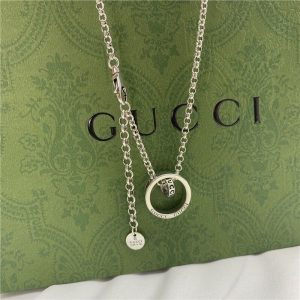 Replica Designer Gucci Retro Style Double Ring Necklace