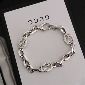 Replica Designer Gucci Silver Letter Interlocking Hollow Bracelet
