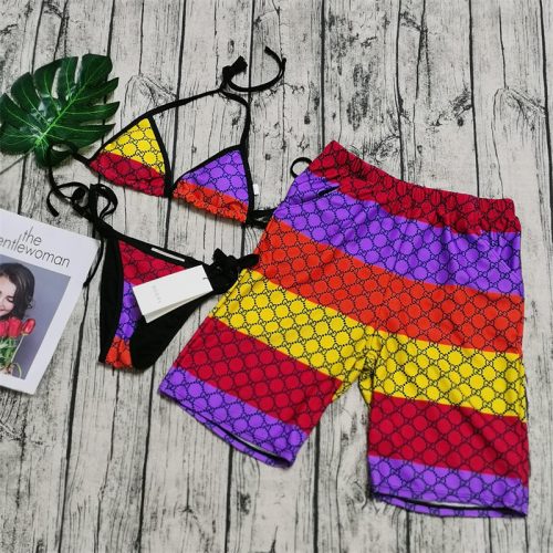 Replica Designer Gucci Spot Multicolor Stitching Elastic Beach Shorts And Bikinis Swimwear