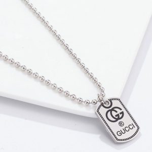 Replica Designer Gucci Steel Double G Nameplate Couple Necklace