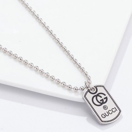 Replica Designer Gucci Steel Double G Nameplate Couple Necklace