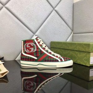 Replica Designer Gucci Stylish Lace-Up Printed Flat Canvas Shoes