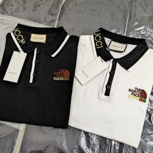 Replica Designer Gucci The North Face Embroidery Letter Lapel Button Short-Sleeved Polo Shirt