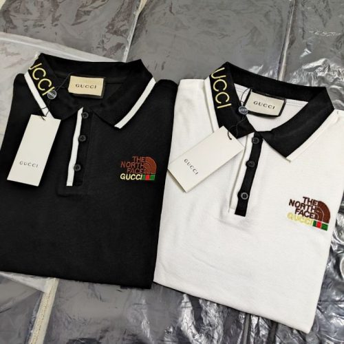 Replica Designer Gucci The North Face Embroidery Letter Lapel Button Short-Sleeved Polo Shirt