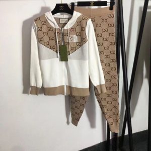 Replica Designer Gucci The North Face Letter Color Matching Hooded Long-Sleeved Zippered Cardigan Jacket And Pants 2pcs Set