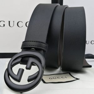 Replica Designer Gucci Trendy Flat Buckle Gold Silver Black Men'S Belt