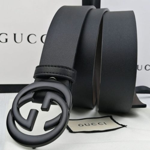 Replica Designer Gucci Trendy Flat Buckle Gold Silver Black Men'S Belt