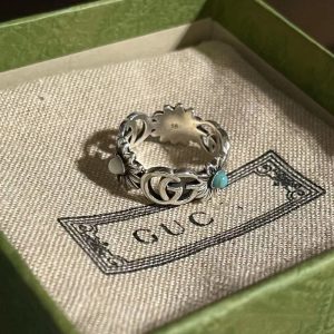 Replica Designer Gucci Tricolor Stone Daisy 925 Silver Ring