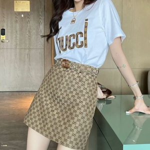 Replica Designer Gucci White T-Shirt And Slimming Shorts Skirt 2pcs Set