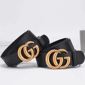 Replica Designer Gucci Women And Men Double-Sided Leather Belt Fashion Simple Slide Buckle Belt