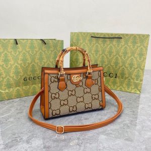 Replica Designer Gucci Women Bamboo Retro Printing Handbag Bag