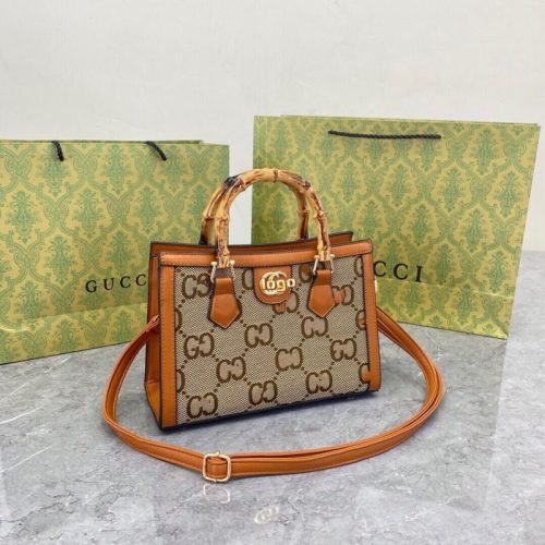 Replica Designer Gucci Women Bamboo Retro Printing Handbag Bag