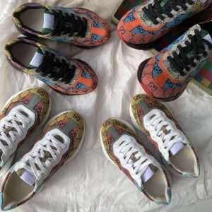Replica Designer Gucci Women Candy Color Matching Couple Canvas Sneaker