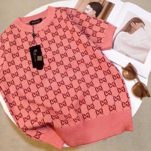 Replica Designer Gucci Women Casual Letter Jacquard Knit Top