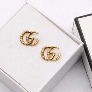 Replica Designer Gucci Women Double G Letter Hollow Stud Earrings