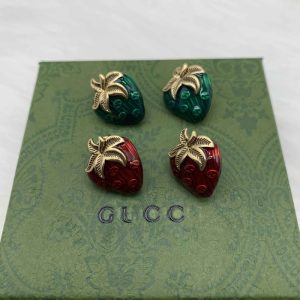 Replica Designer Gucci Women Drop Glue Strawberry Cute Simple Earrings