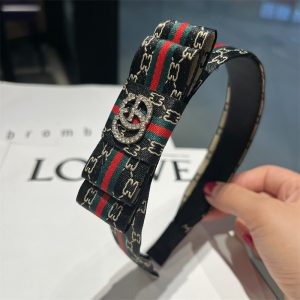 Replica Designer Gucci Women Elegant Rhinestone Fabric Ribbon Knotted Headband