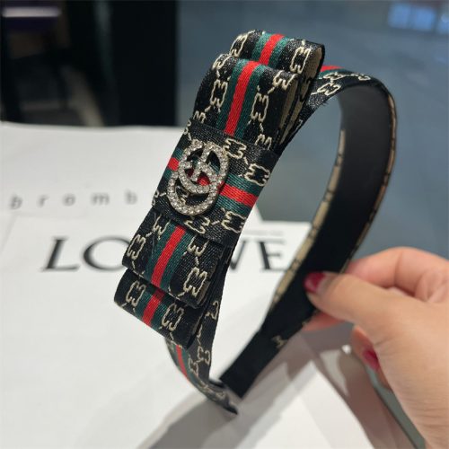 Replica Designer Gucci Women Elegant Rhinestone Fabric Ribbon Knotted Headband