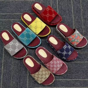 Replica Designer Gucci Women Embroidery Thick-Soled Slippers