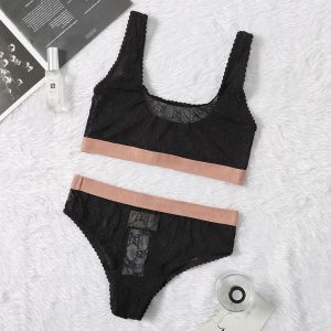 Replica Designer Gucci Women Fashion Mesh G Letter Embroidery Swimsuit 2pcs Set