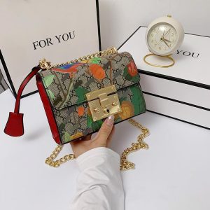Replica Designer Gucci Women Fashion Printed Messenger Chain Bag