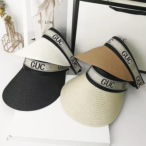 Replica Designer Gucci Women Fashion Raffia Straw-Woven Summer Sunshade Letter Hat