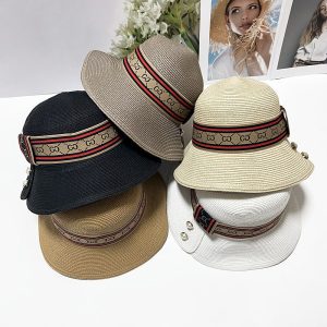 Replica Designer Gucci Women Fashion Ribbon Shade Straw Sun Protection Hat