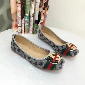 Replica Designer Gucci Women Fashion Round Toe Metal Buckle Flat Shoes