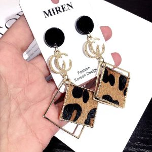 Replica Designer Gucci Women Fashionable Leopard Square Letter Earrings