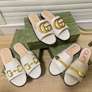 Replica Designer Gucci Women G Horsebit Chain Shoe Slippers