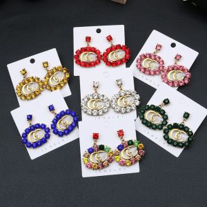 Replica Designer Gucci Women G Letter Colored Stud Earrings