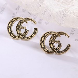 Replica Designer Gucci Women G Letter Stud Retro Carved Earrings