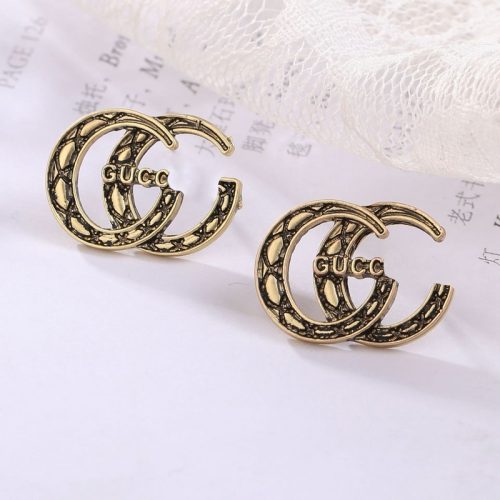 Replica Designer Gucci Women G Letter Stud Retro Carved Earrings