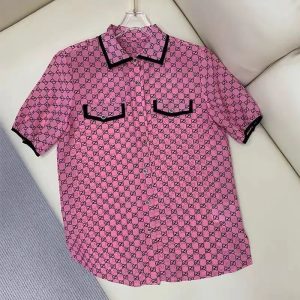 Replica Designer Gucci Women G Print Short-Sleeved Shirt
