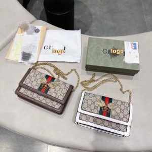 Replica Designer Gucci Women GG Little Bee Chain Messenger Bag